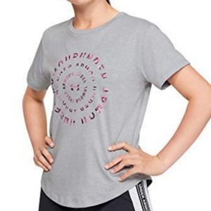 Under Armour Rival Radial Short-Sleeve Mod Gray Light Heather /Pacers Pink YL
